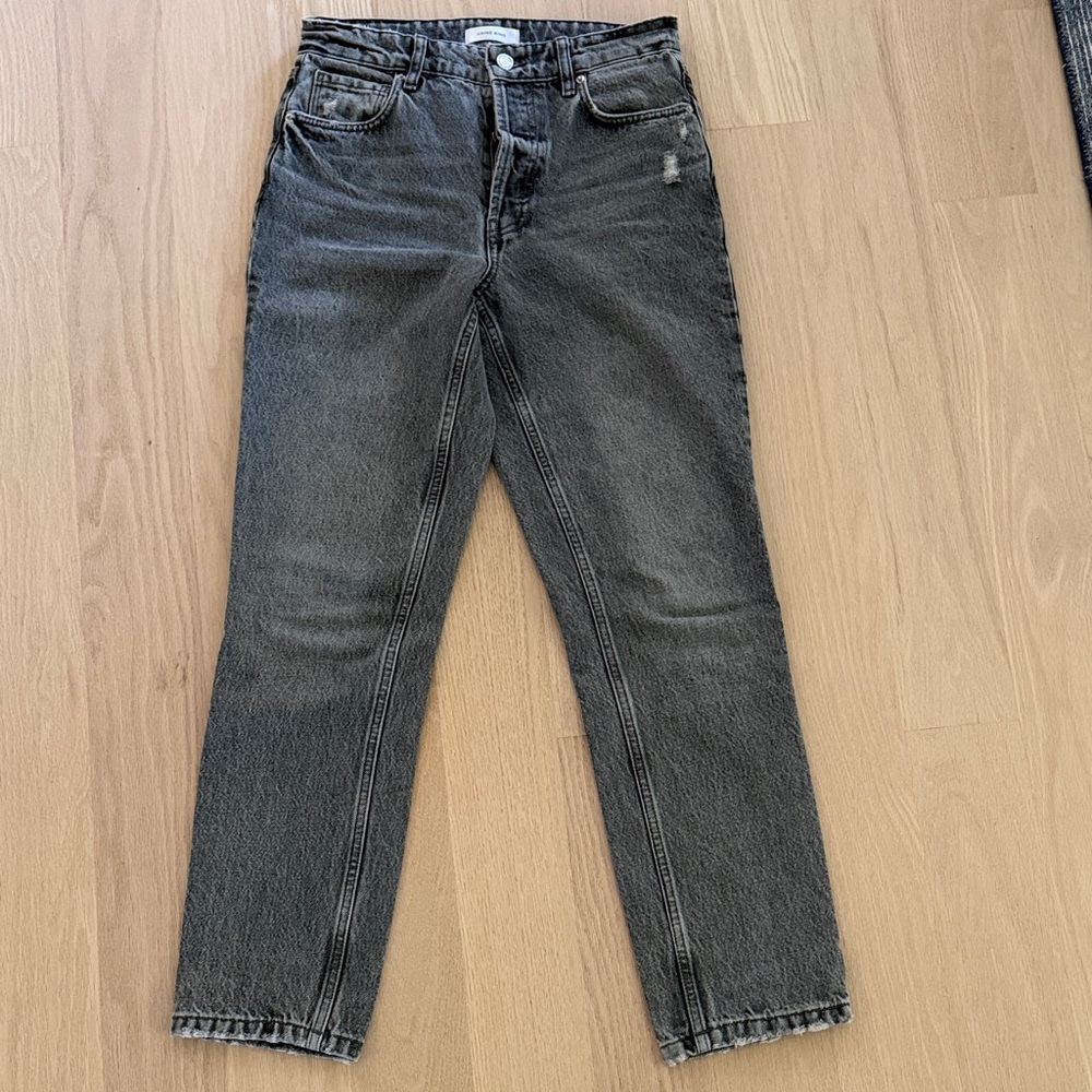 Anine Bing Women’s Washed Black Straight Leg Jeans